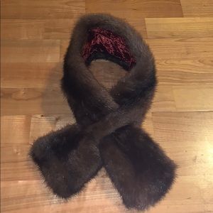 Vintage faux fur stole, scarf With velvet lining
